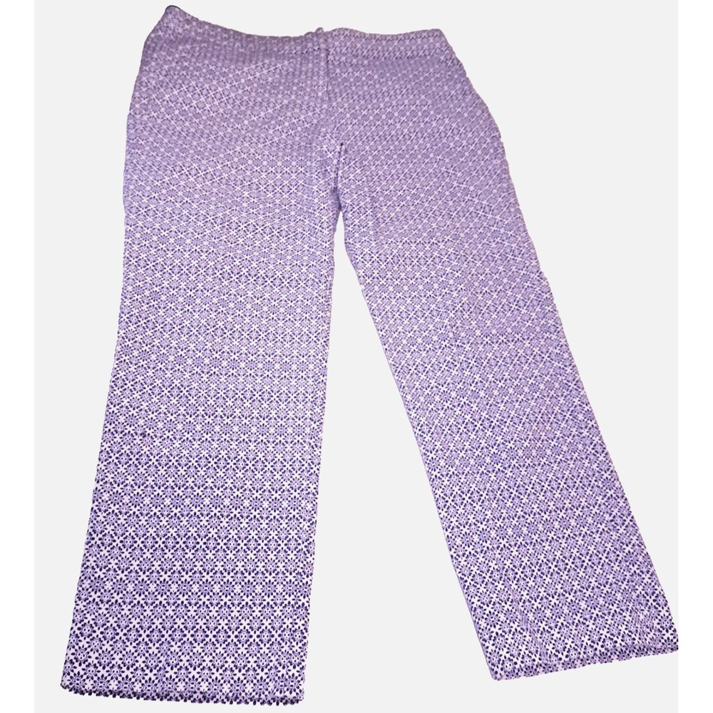 Donna Ricco New‎ York Women's 10 Cropped Pants Blue White Geometric Pattern